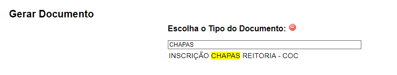 inscrição chapa