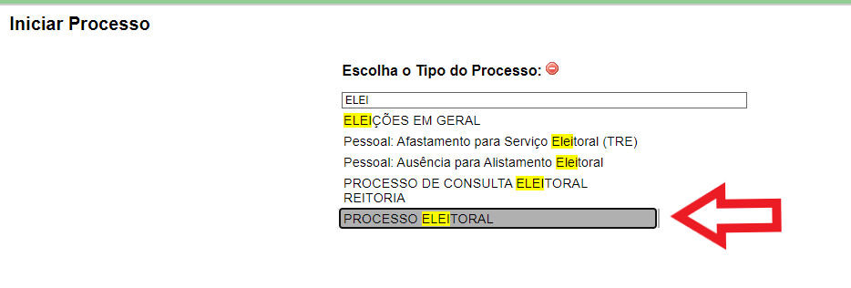 TIPO PROCESSO ELEITORAL